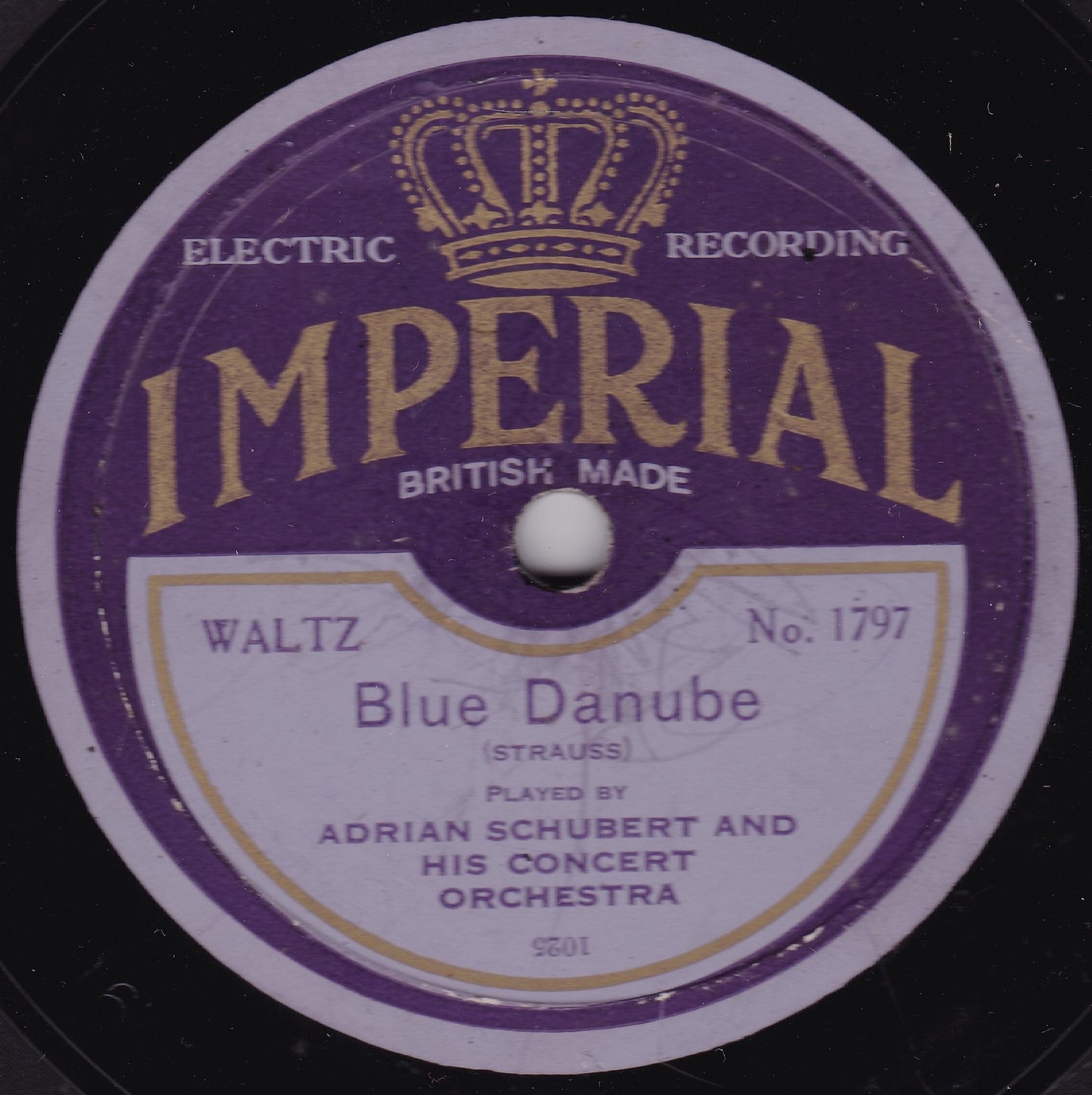 Adrian Schubert & His Concert Orchestra – Blue Danube (1927) 10" shellac VG/-