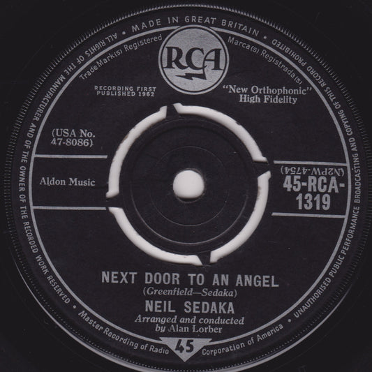 Neil Sedaka – Next Door To An Angel (RCA 1962) 7" vinyl single VG/-