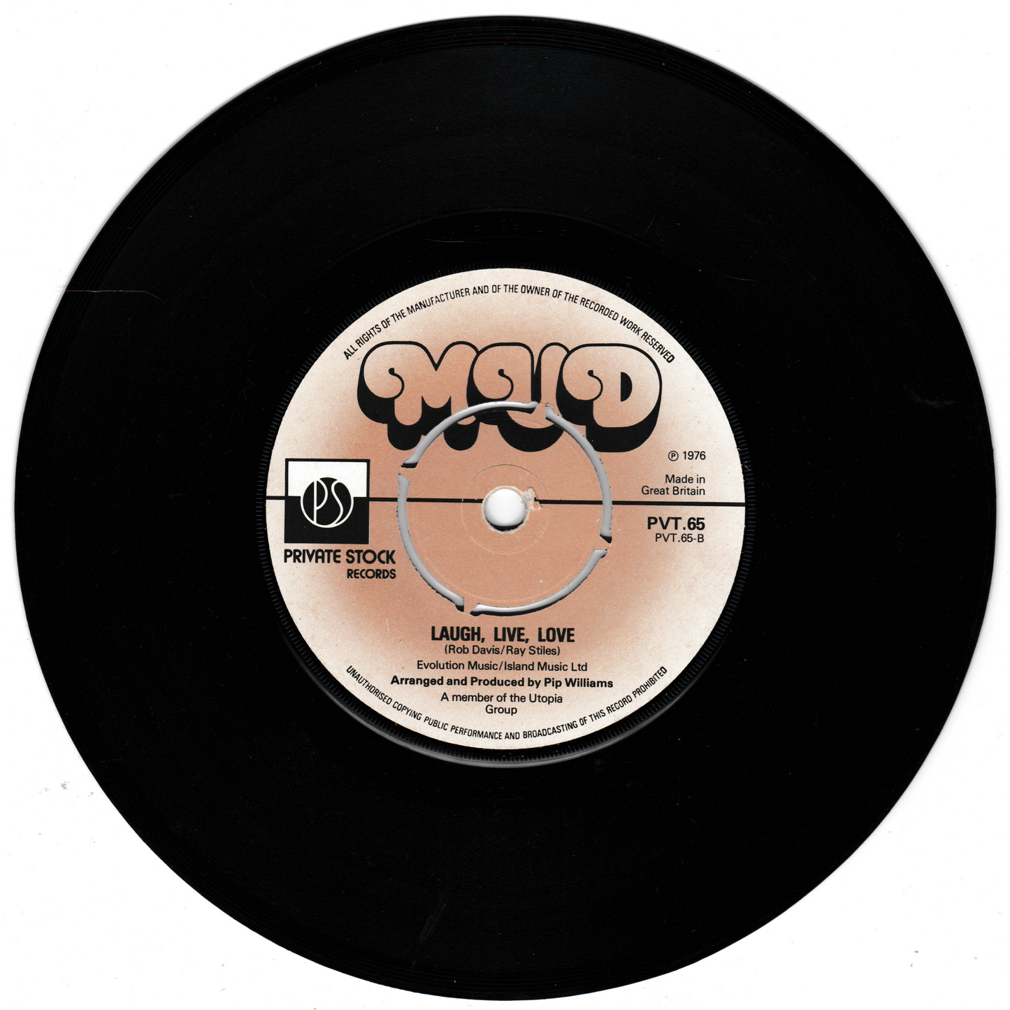 Mud - Shake It Down (Private Stock 1976) 7" vinyl P/S single G+/G+