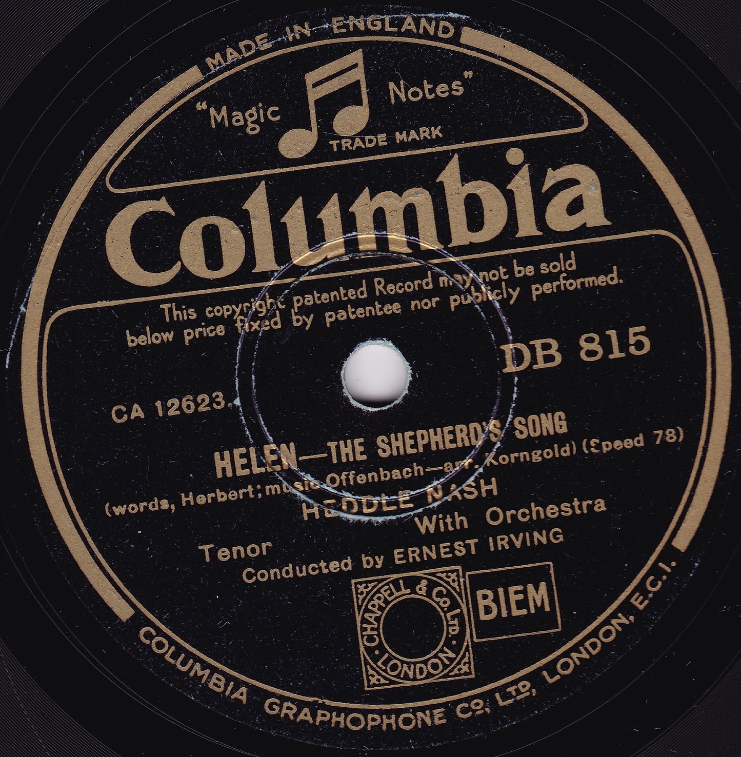 Heddle Nash ‎– The Shepherd's Song / If I Am Dreaming (1932) 10" shellac VG/-