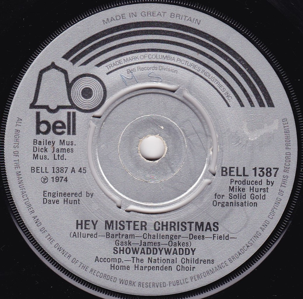 Showaddywaddy - Hey Mister Christmas (Bell 1974) 7" vinyl single G+/-