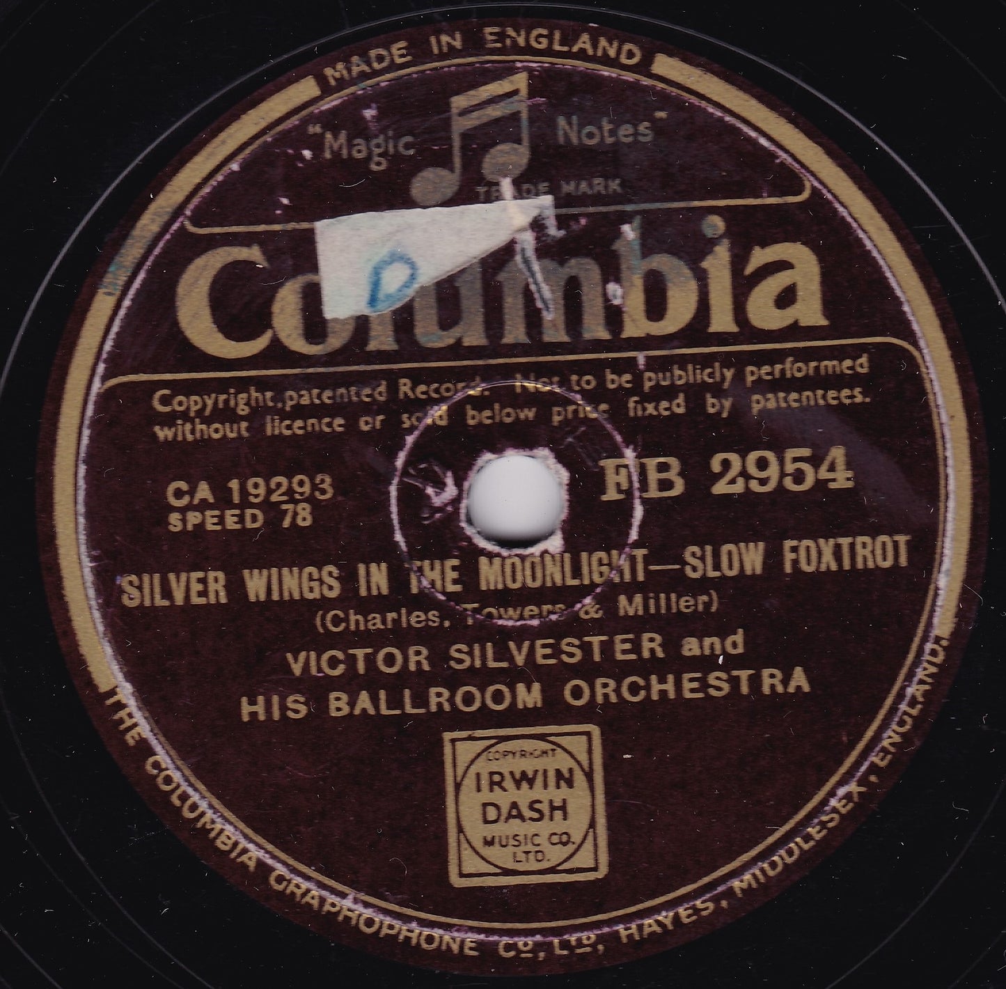 Victor Silvester - Silver Wings In The Moonlight (1942) 10" shellac VG/-