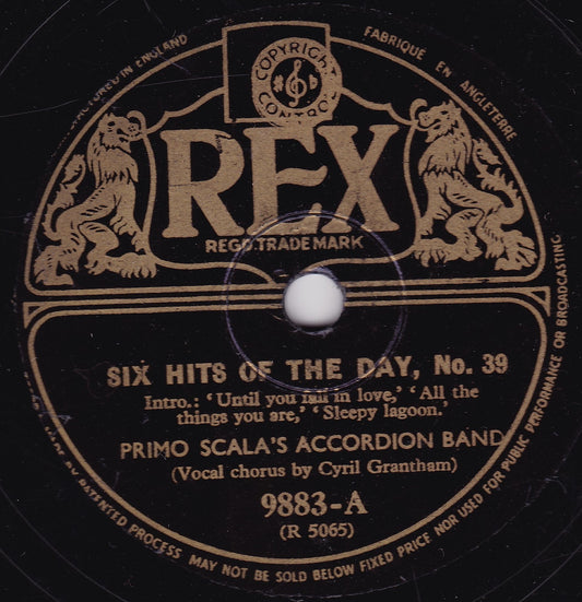 Primo Scala's Accordion Band - Six Hits Of The Day No 39 (Rex) 10" shellac VG/-