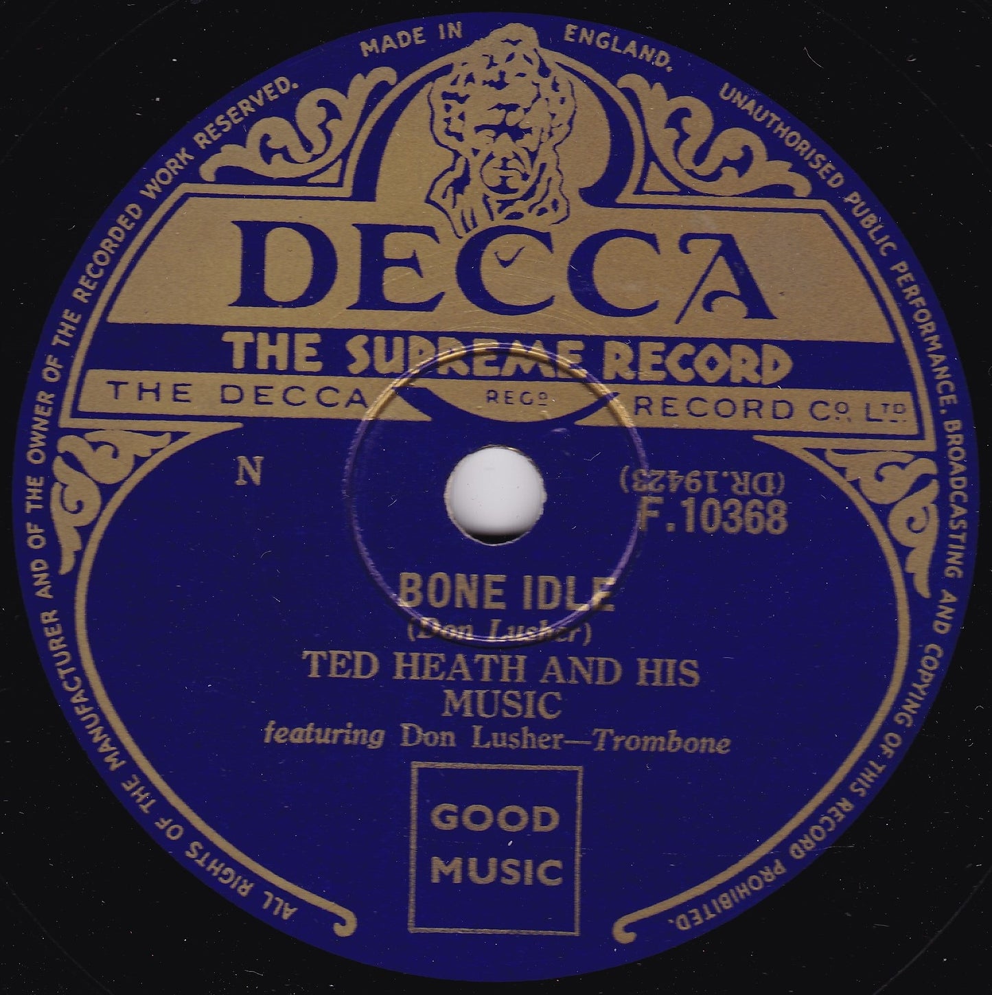 Ted Heath And His Music – Skokiaan / Bone Idle (Decca) 10" shellac VG/-