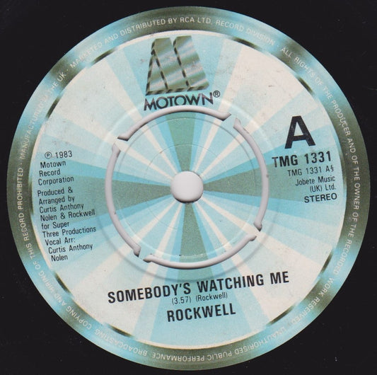 Rockwell ‎– Somebody's Watching Me (Motown 1983) 7" vinyl single G+/-