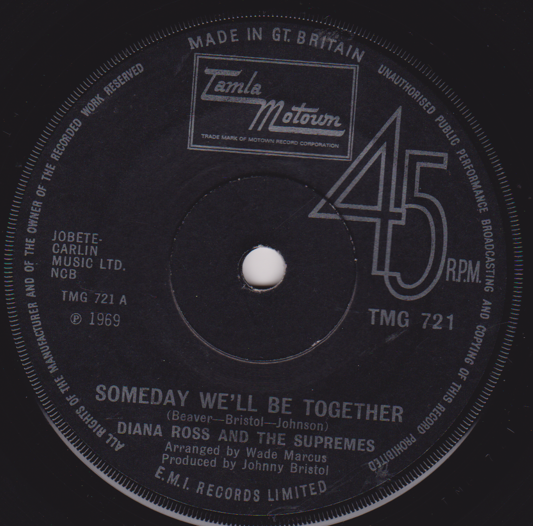 Record label from a Motown record with text and branding.