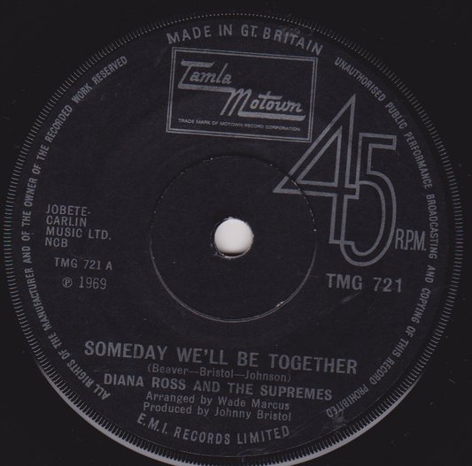 Record label from a Motown record with text and branding.