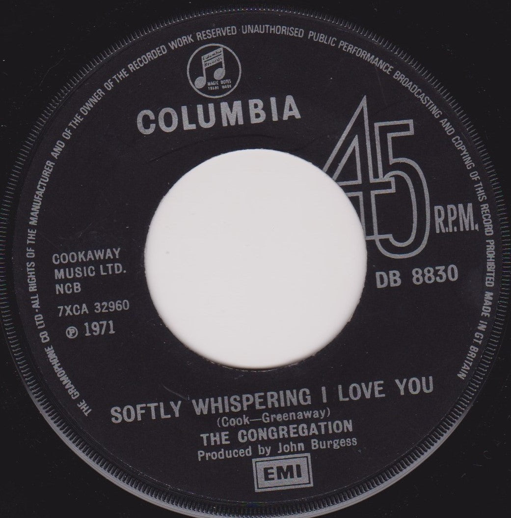 The Congregation – Softly Whispering I Love You (Columbia 1971) 7" vinyl single VG/- jukebox