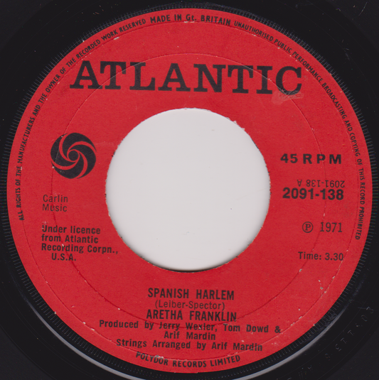 Vinyl record label with Atlantic Records branding and song details.