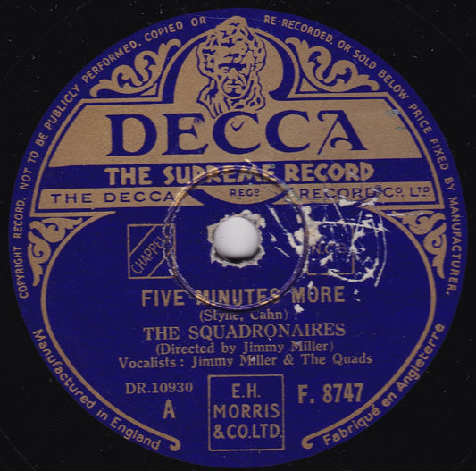 The Squadronaires – Five Minutes More (Decca 1947) 10" shellac VG/-