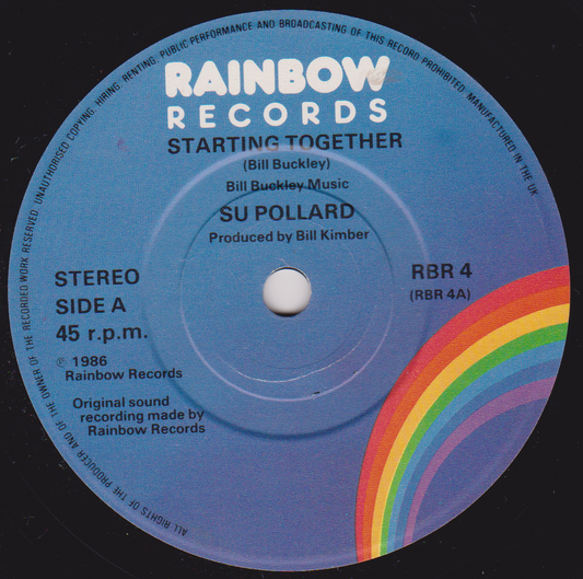 Record label from Rainbow Records with a rainbow design on a black background