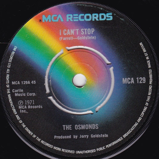 The Osmonds ‎– I Can't Stop (MCA 1974) 7" vinyl single VG/-