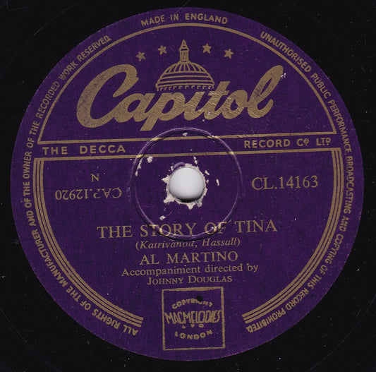 Al Martino ‎– The Story Of Tina / Destiny (Capitol 1954) 10" shellac VG/-