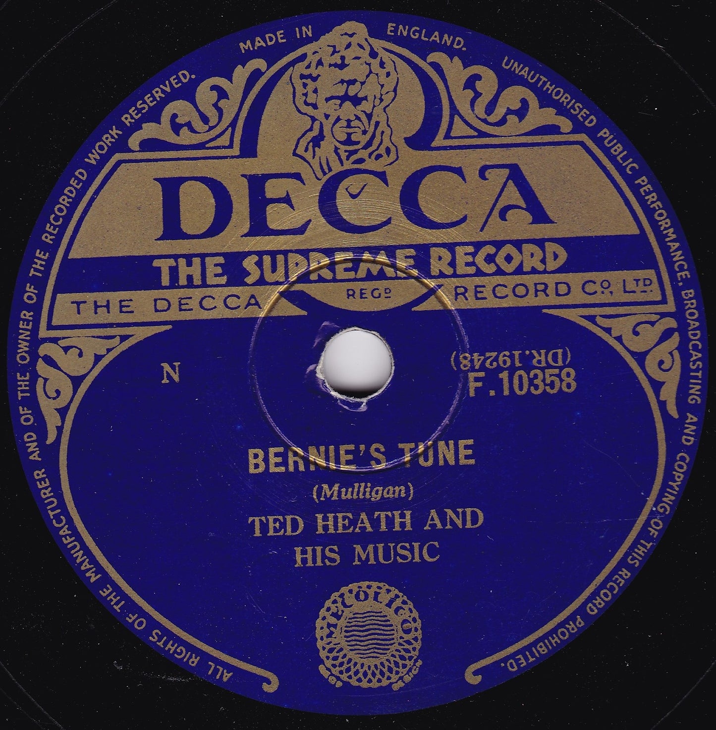 Ted Heath And His Music – Stomp And Whistle (Decca 1954) 10" shellac VG/-