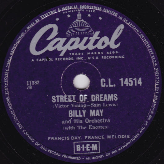 Billy May & His Orchestra ‎– Street Of Dreams / Por Favor 10" shellac VG