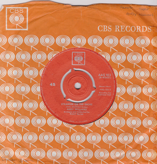 Andy Williams ‎– Stranger On The Shore (CBS 1962) 7" vinyl single VG/-