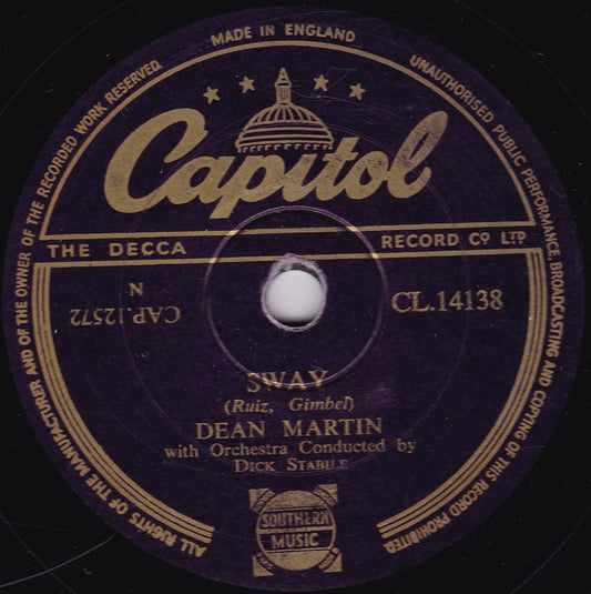 Dean Martin ‎– Sway / Pretty As A Picture (Capitol 1954) 10" shellac VG/-