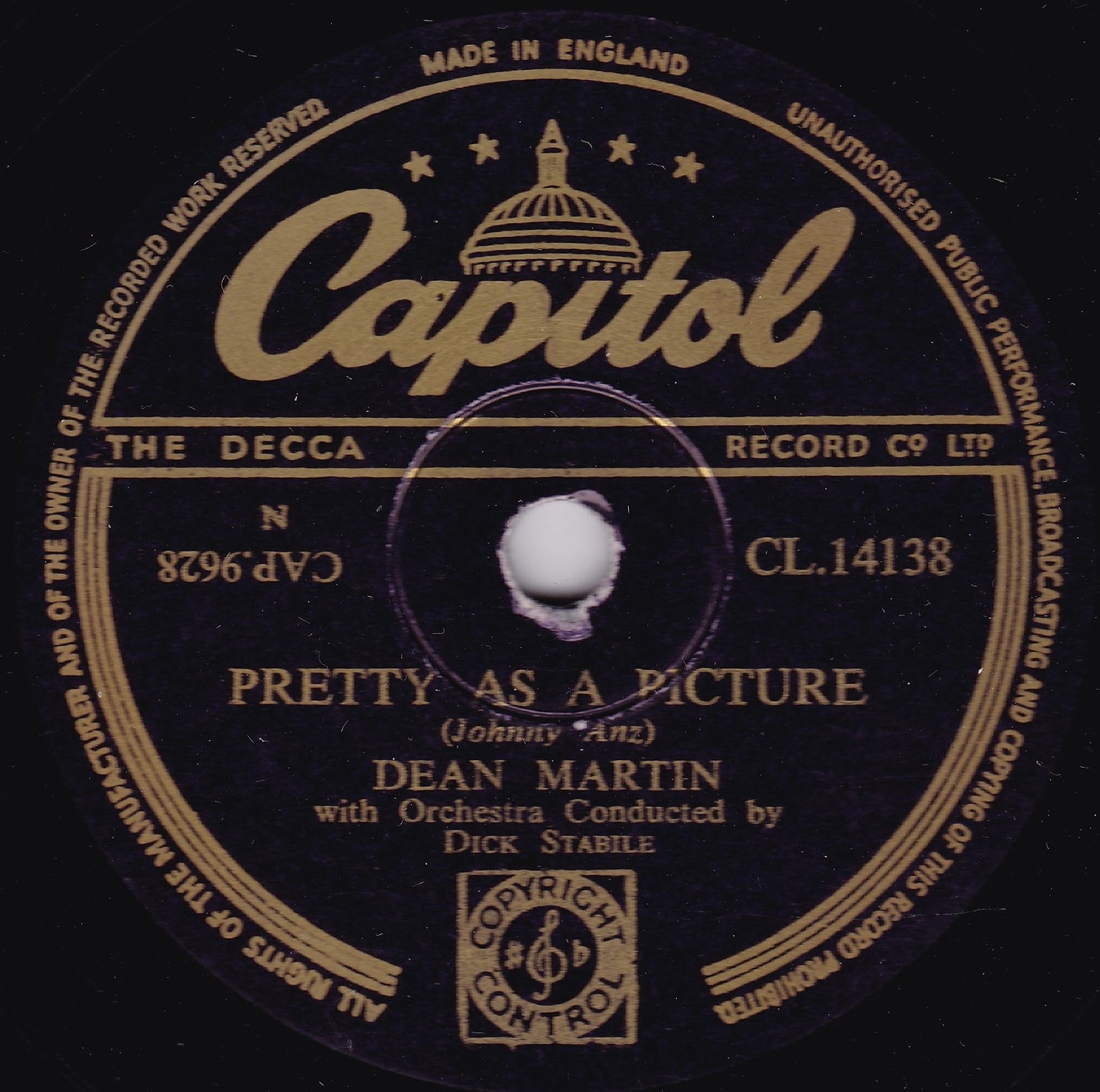 Dean Martin ‎– Sway / Pretty As A Picture (Capitol 1954) 10" shellac VG/-