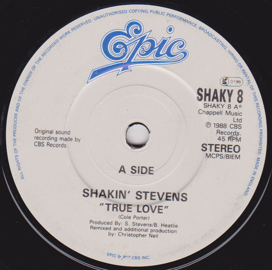 Shakin' Stevens - True Love (Epic 1988) 7" vinyl single VG/-