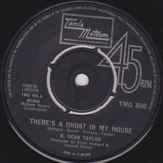 R. Dean Taylor ‎– There's A Ghost In My House (Tamla 1974) 7" vinyl single VG/-