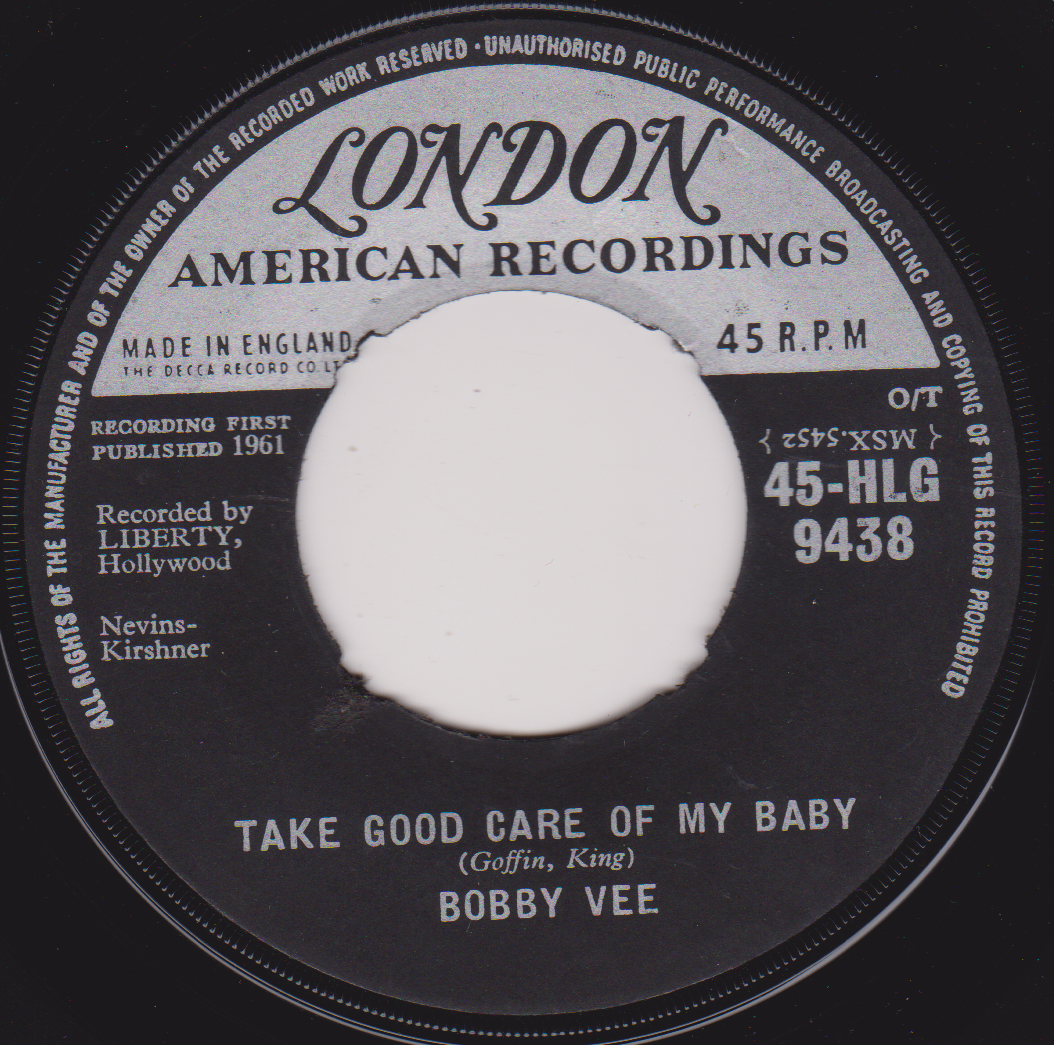 Bobby Vee ‎– Take Good Care Of My Baby (London 1961) 7" vinyl single VG/- jukebox centre