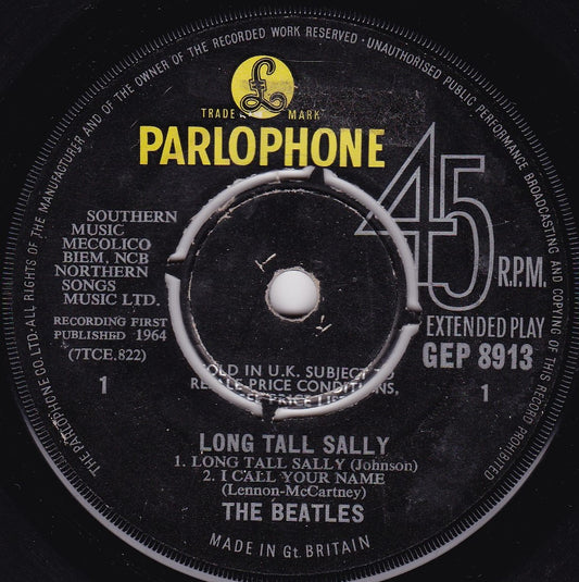 The Beatles ‎– Long Tall Sally (Parlophone 1964) 7" vinyl EP G+/-