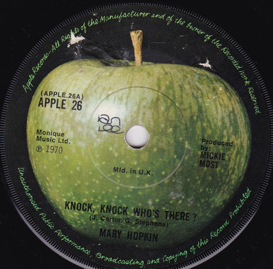 Mary Hopkin - Knock, Knock Who's There ? (Apple, 1970) 7" vinyl single VG/-