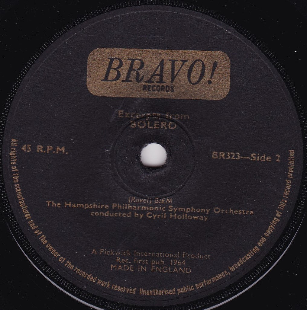 The Hampshire Philharmonic Symphony Orchestra – Carmen Suite (Bravo 1964) 7" vinyl EP