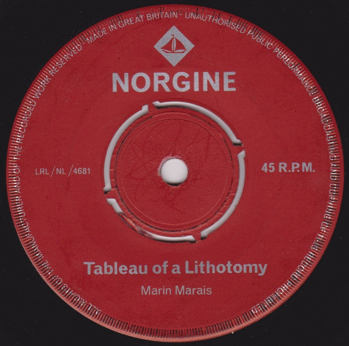 Marin Marais – Tableau Of A Lithotomy (Norgine) 7" vinyl single G+/-