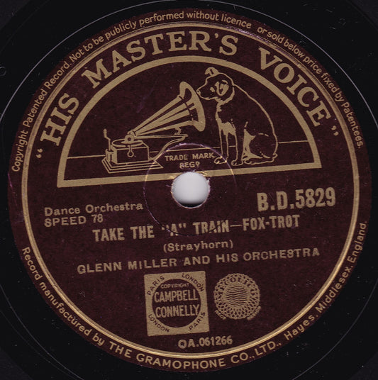 Glenn Miller And His Orchestra ‎– Take The "A” Train (1944) 10" shellac VG/-