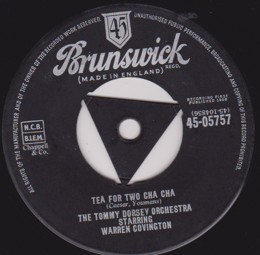 The Tommy Dorsey Orchestra - Tea For Two Cha Cha (Brunswick 1958) 7" vinyl single VG/-