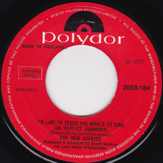 New Seekers - I'd Like To Teach The World To Sing (Polydor 1971) 7" vinyl G+/- jukebox