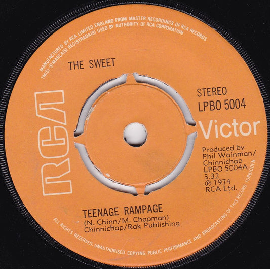 The Sweet ‎– Teenage Rampage (RCA 1974) 7" vinyl single G/-