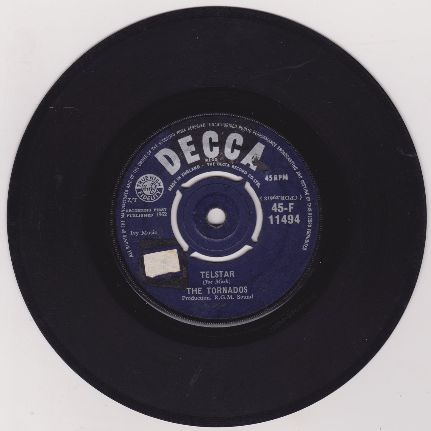 The Tornados ‎– Telstar (Decca 1962) 7" vinyl single G+/-