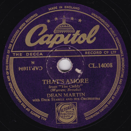 Dean Martin ‎– That's Amore (Capitol 1954) 10" shellac VG/-