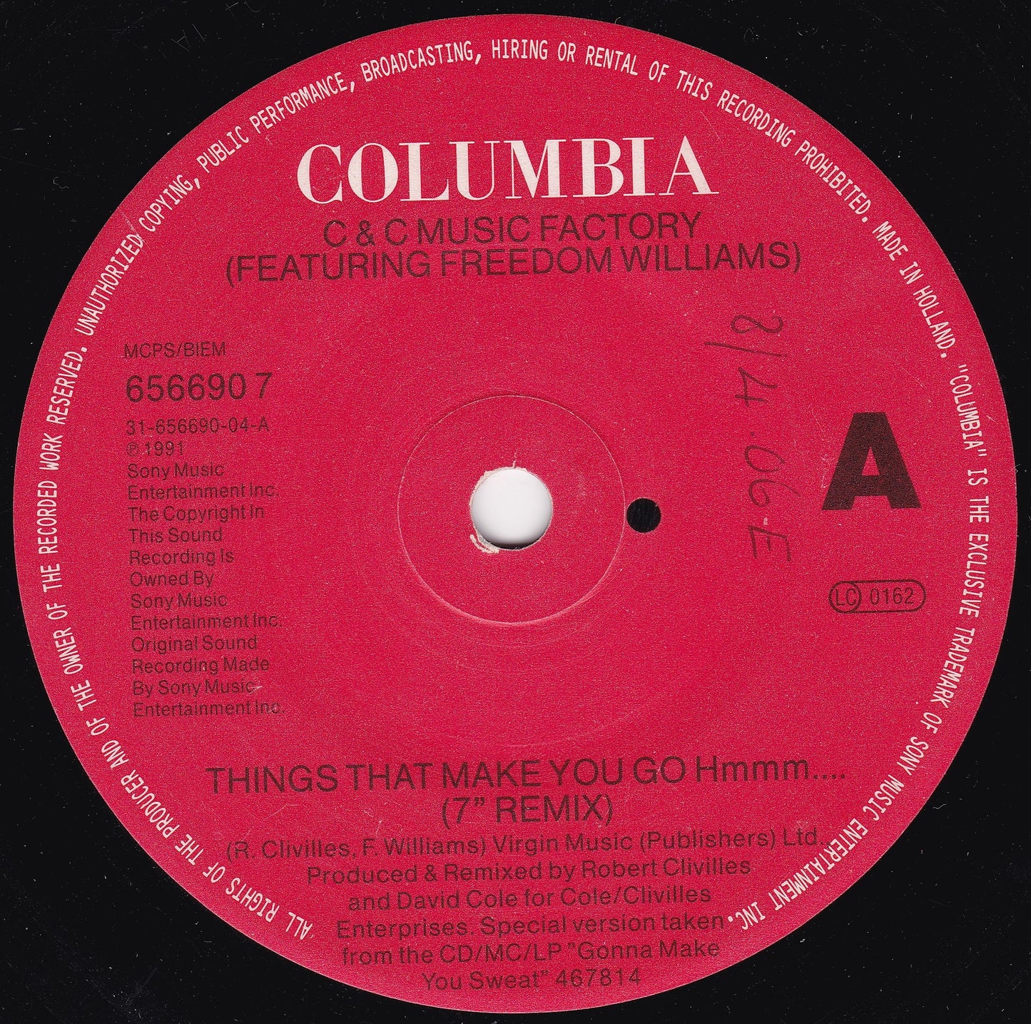 C+C Music Factory - Things That Make You Go Hmmm... (Columbia 1991) 7" vinyl single G+/-