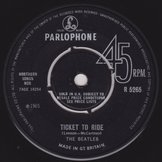 The Beatles ‎– Ticket To Ride (Parlophone 1965) 7" vinyl single VG/-