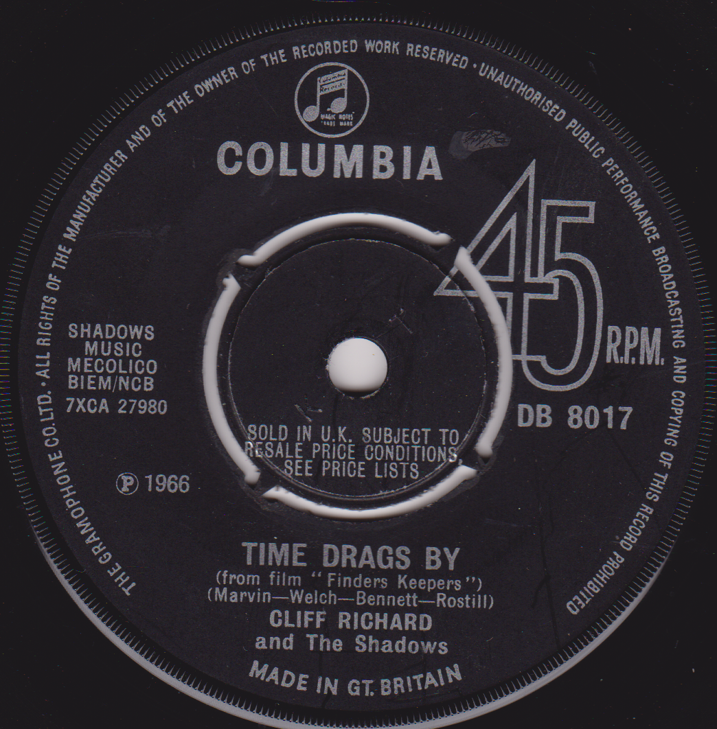 Record label for a Columbia 45 RPM record with text and branding.