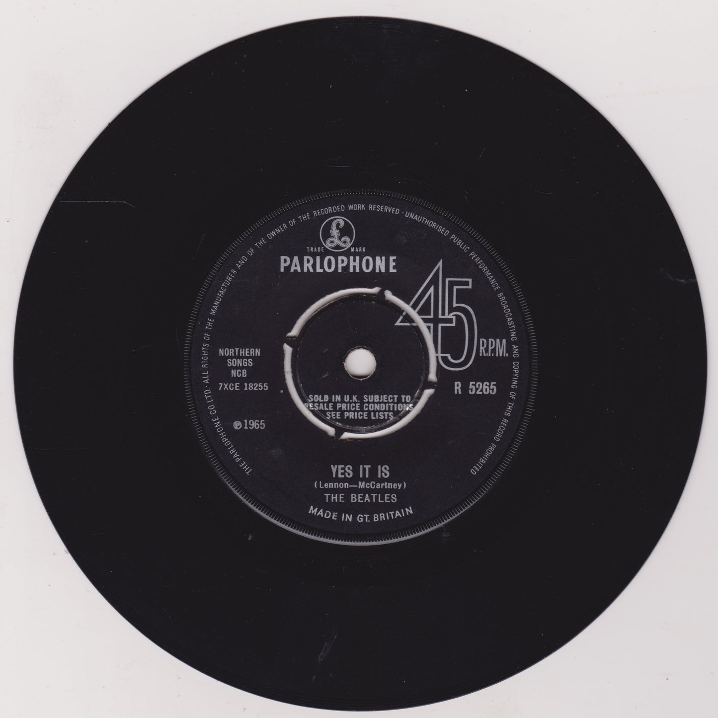 The Beatles ‎– Ticket To Ride (Parlophone 1965) 7" vinyl single VG/-