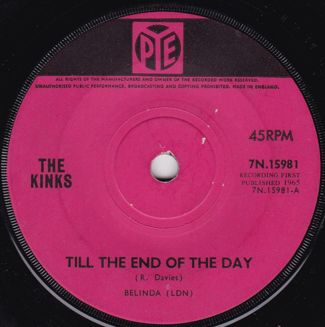 The Kinks ‎– Till The End Of The Day (Pye 1965) 7" vinyl single VG/-