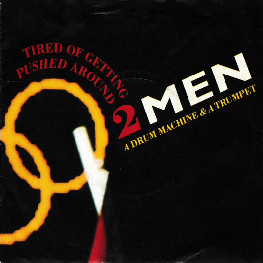Single cover with text '2 Men' and a drum machine and trumpet silhouette.