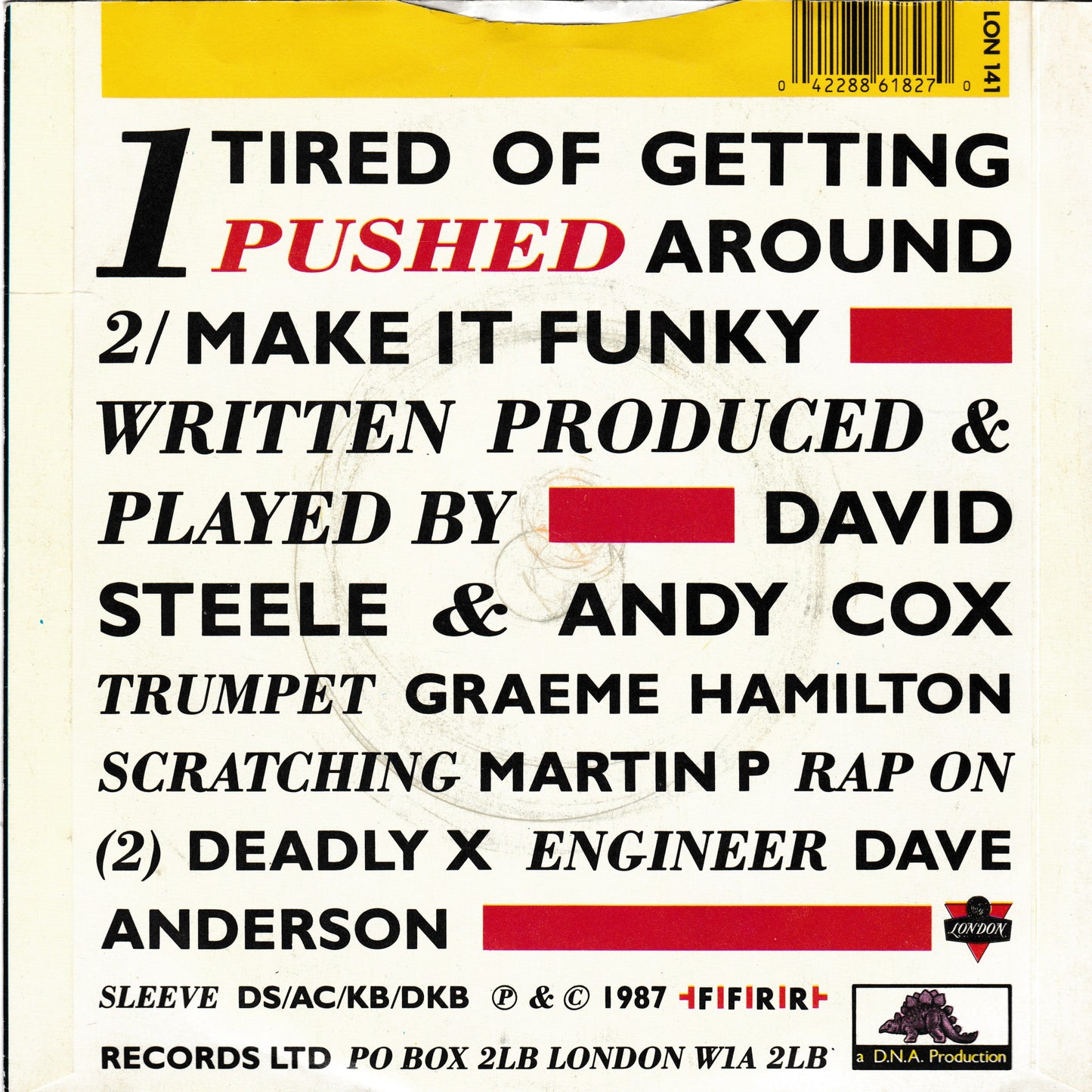 Single cover with text about music production and contributors