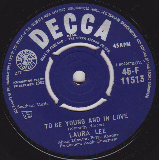 Laura Lee – To Be Young And In Love (Decca 1962) 7" vinyl single VG/-