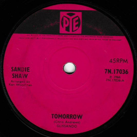 Sandie Shaw - Tomorrow (Pye, 1966) 7" vinyl single G+/-