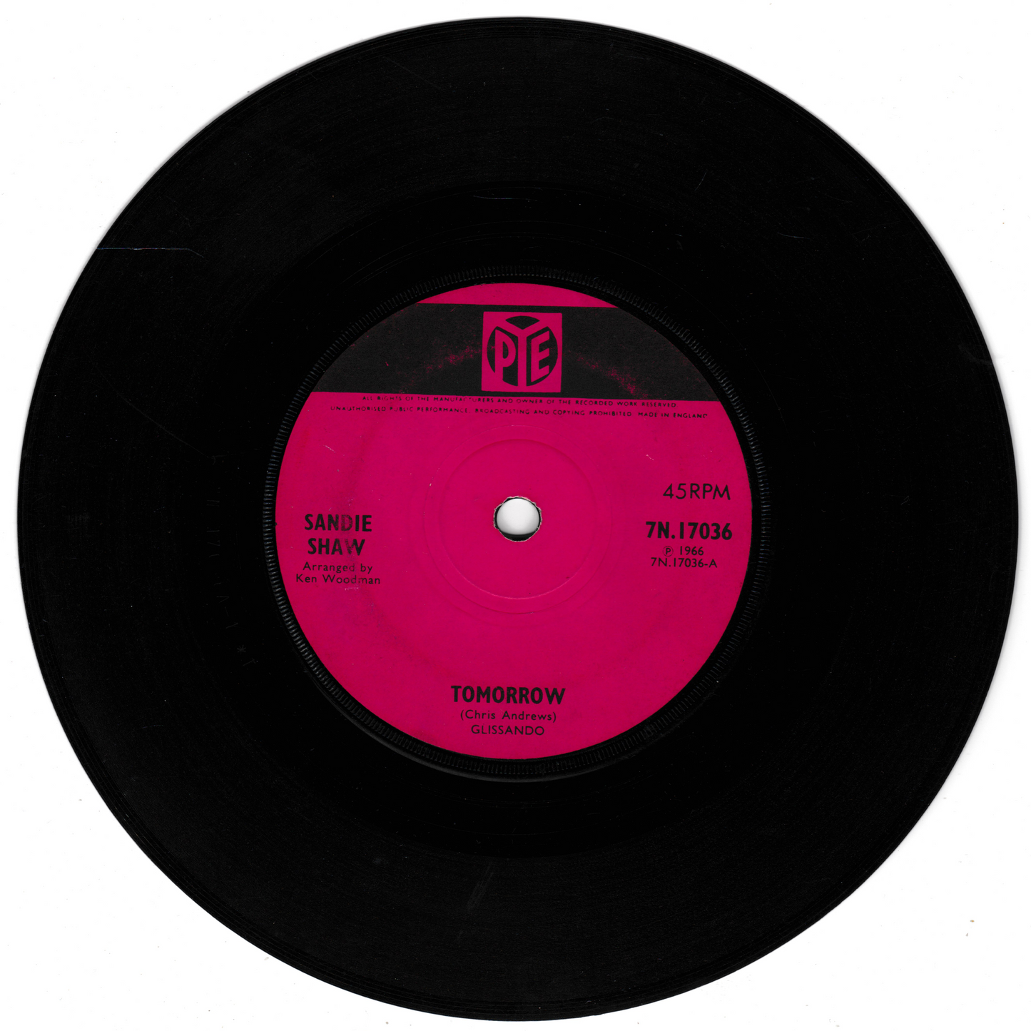 Sandie Shaw - Tomorrow (Pye, 1966) 7" vinyl single G+/-