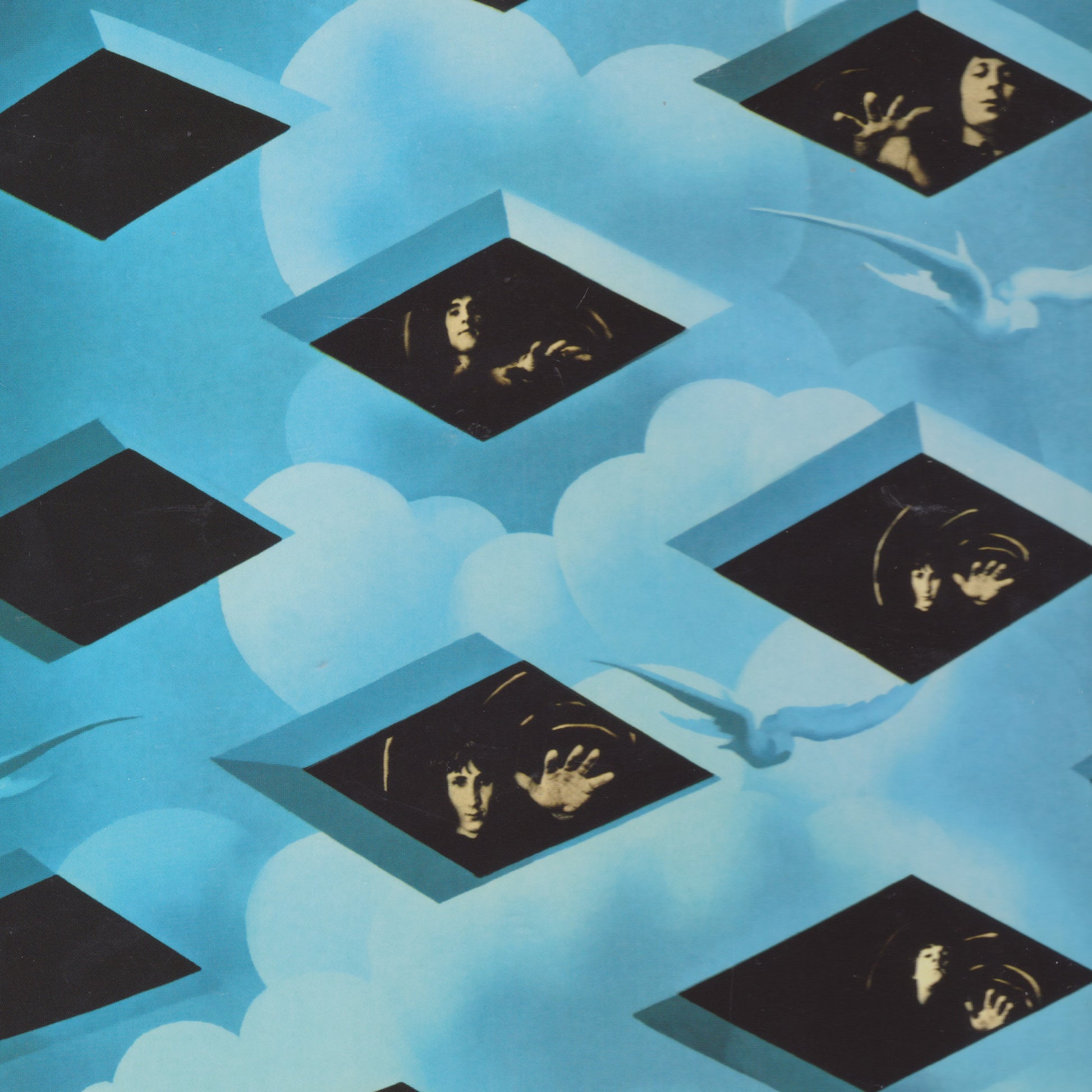 Artistic depiction of hands reaching towards each other with a blue abstract background