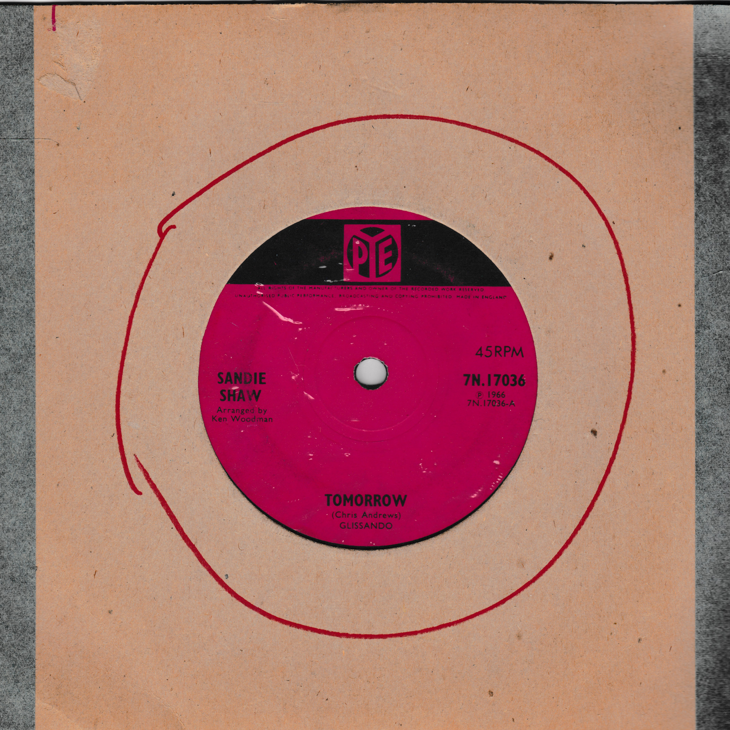 Sandie Shaw - Tomorrow (Pye, 1966) 7" vinyl single G+/-