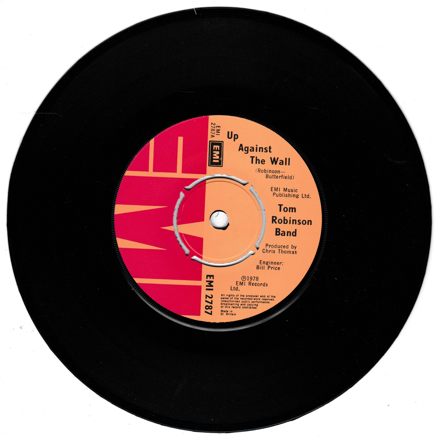 Tom Robinson Band - Up Against The Wall (EMI 1978) 7" vinyl P/S single VG/VG