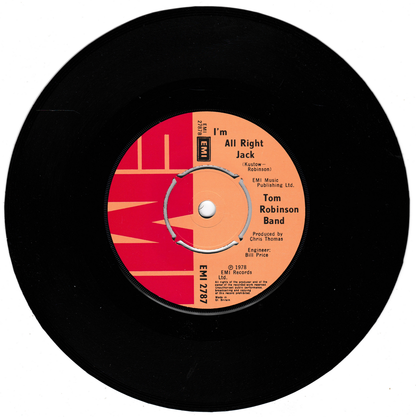 Tom Robinson Band - Up Against The Wall (EMI 1978) 7" vinyl P/S single VG/VG