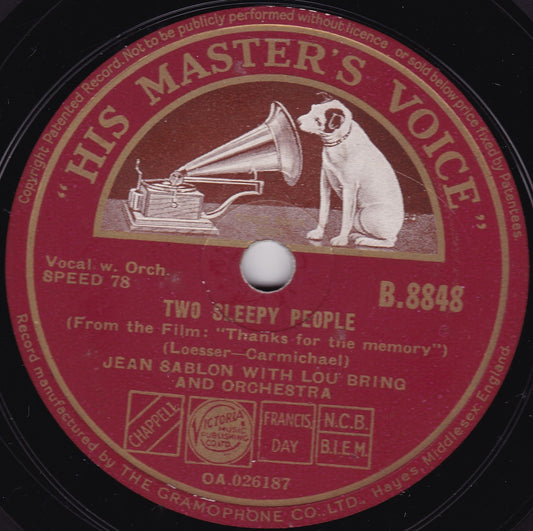 Jean Sablon - Two Sleepy People (HMV 1939) 10" shellac VG/-